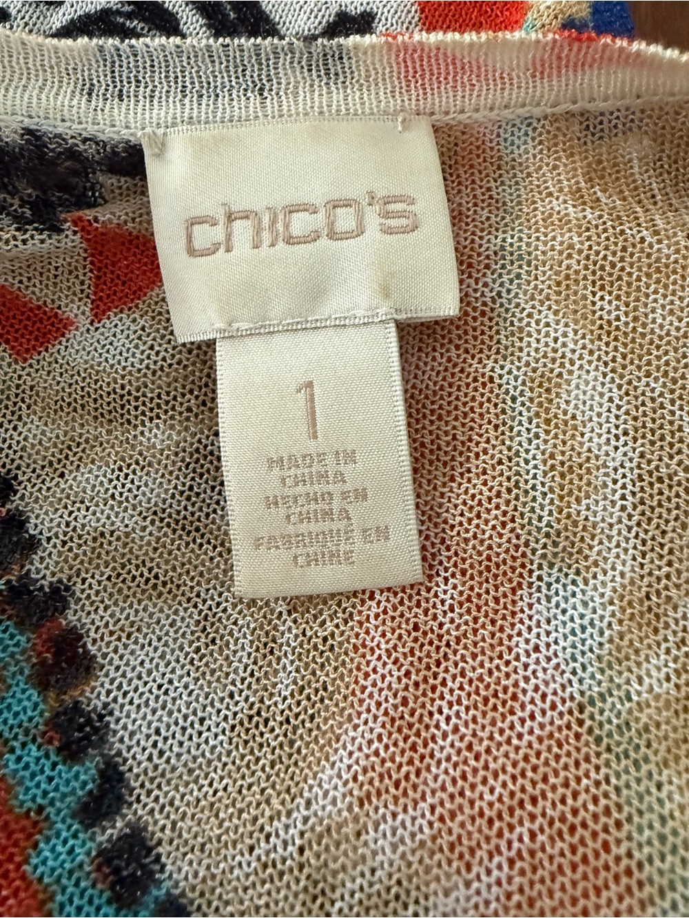 Chico’s Size 1 Colorful Paisley Open Front Lightweight Cardigan Kimono - Picture 4 of 4